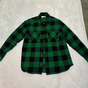 Aritzia TNA Oversized Flannel Juniper Green